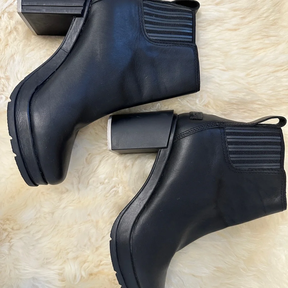 Sorel Blake Chelsea Women's Waterproof Leather Heel Boots In Black Size 7 - Picture 2 of 5